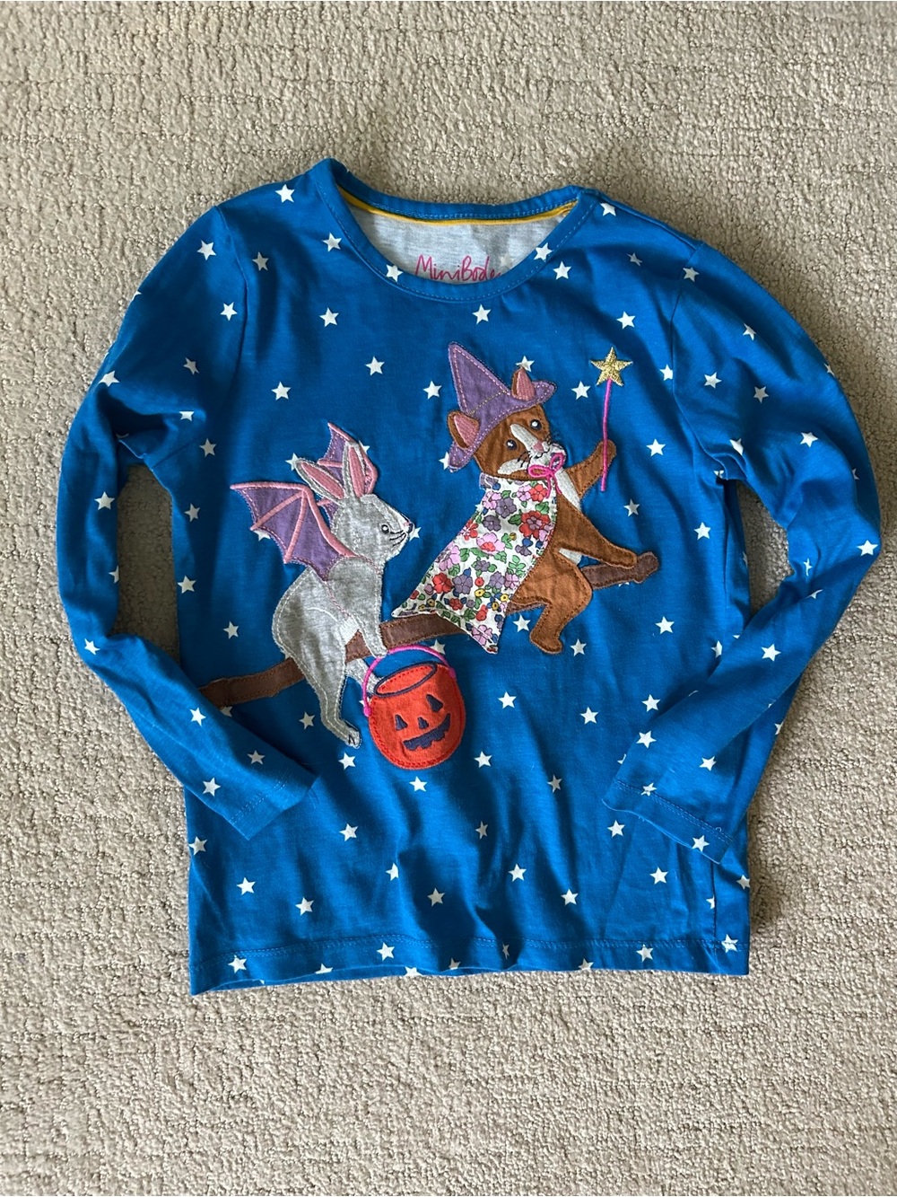 Mini Boden applique Halloween long sleeve tee fall 5/6